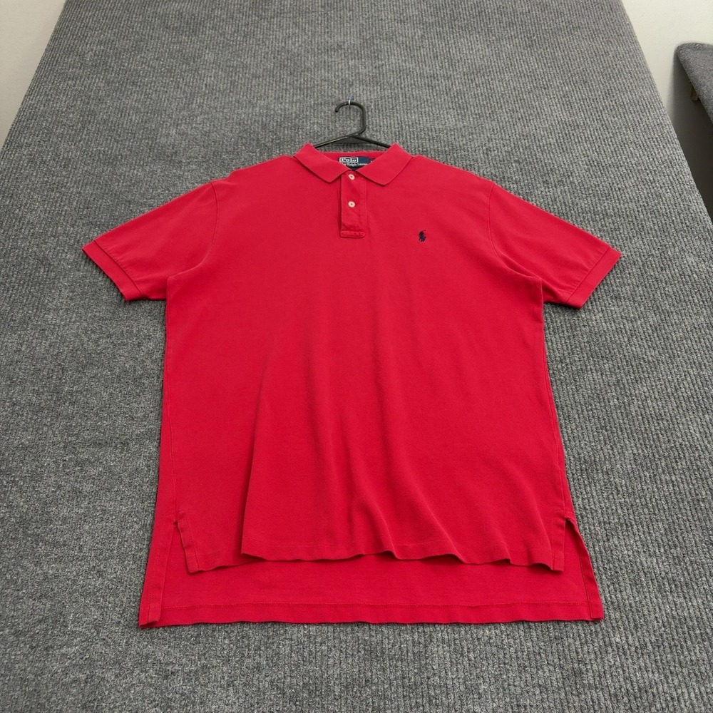 Vintage Polo Ralph Lauren Polo Shirt Mens L Red Cotton Short Sleeve Preppy